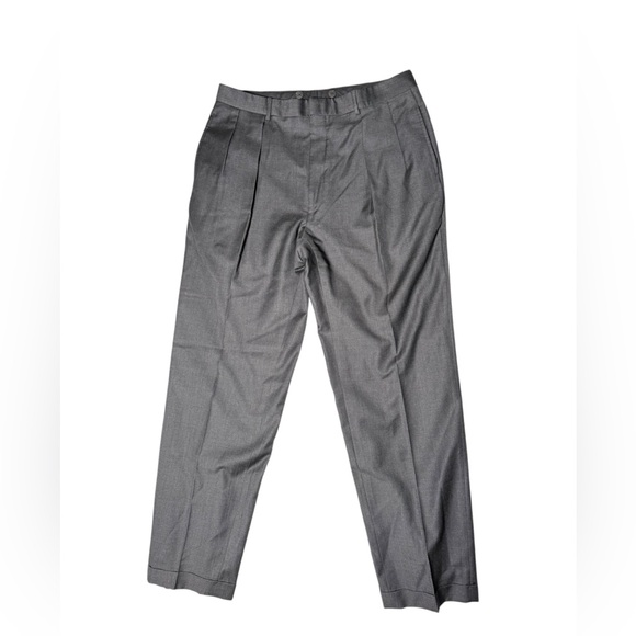Polo Ralph Lauren pants Gray‎ double pleated Dress virgin wool extrafine 34 x 32
